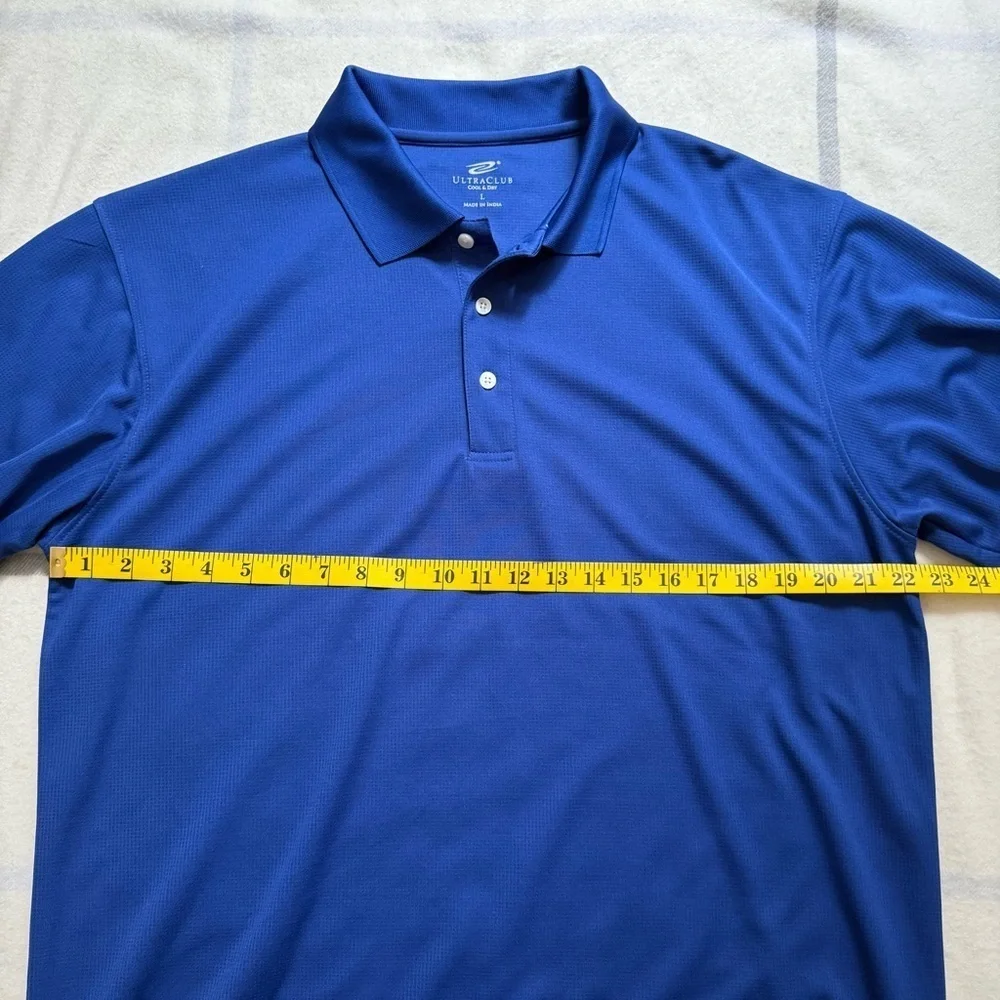 Men's Bright Blue Polo Shirt Size Large - Picture 8 of 9